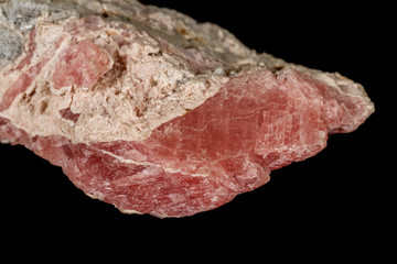 Macro stone cobalt calcite mineral on a black background
