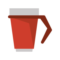 Coffee hot plastic cup coffeeshop with handle isolated