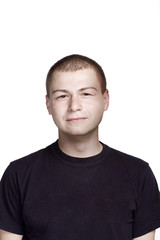 Fototapeta premium Funny face. Portrait of young man. Facial expression.