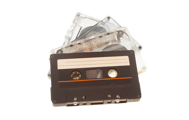 vintage cassette or audio tape isolated on white