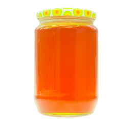 jar of natural and fresh honey isolated on white background
