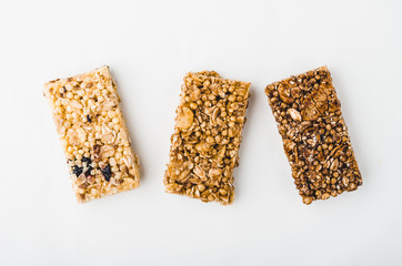 Museli, cereal, granola protein energy bars