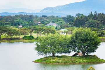 Fototapeta na wymiar Small island in the lake.Thailand.