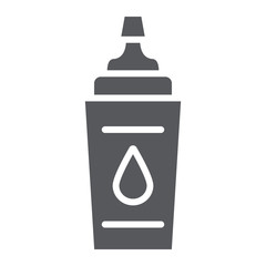 Sports bottle glyph icon, fitness and drink, water bottle sign, vector graphics, a solid pattern on a white background.