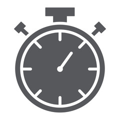 Stopwatch glyph icon, measure and countdown, timer sign, vector graphics, a solid pattern on a white background.