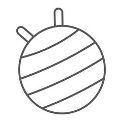 Fit ball thin line icon, fitness and equipment, pilates ball sign, vector graphics, a linear pattern on a white background.
