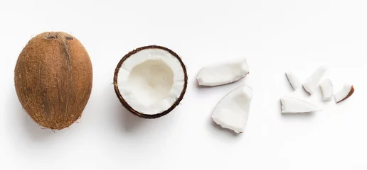 Foto op Canvas Pieces of coconut on white © Prostock-studio