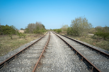 Fototapeta na wymiar Twin track rural railway background