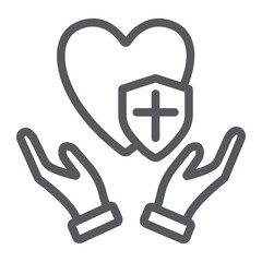 Health protection line icon, medical and security, health safety sign, vector graphics, a linear pattern on a white background.
