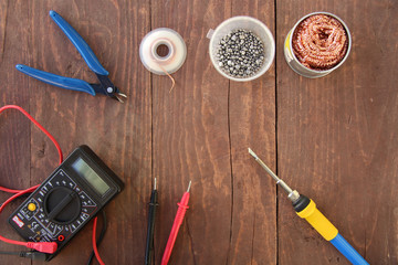 electronics repair tool on the table top view