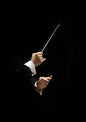 Hands of conductor on a black background - 263719021