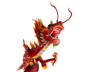 Colorful Chinese dragon on white background.