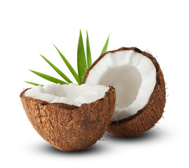 Fresh ripe coconut isolated on white background