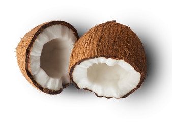 Fresh ripe coconut isolated on white background