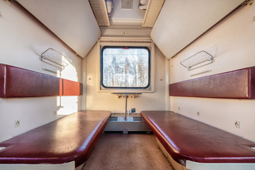 The interior of the car economy class, empty passenger car.