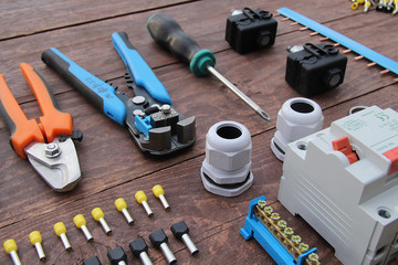 tools and equipment electrician on the table