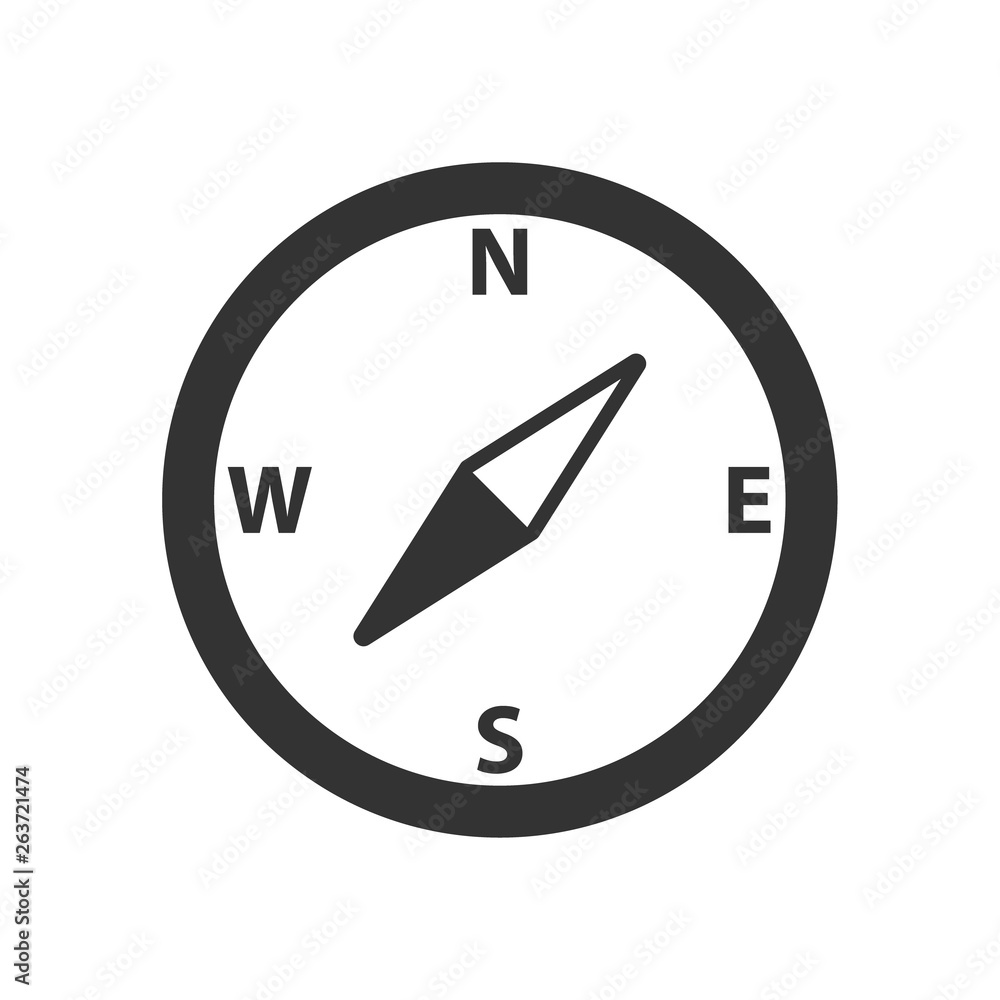 Poster round compass with cardinal points vector icon isolated on white background. travel and tourism conc