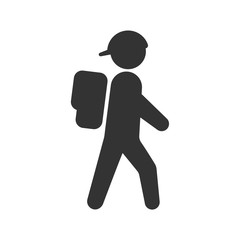 traveler in cap walking with backpack vector icon isolated on white background. travel and tourism concept. traveler flat icon for web and ui design