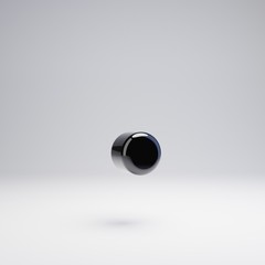 Volumetric glossy black point symbol isolated on white background.
