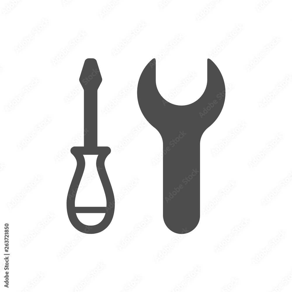 Poster screwdriver and wrench vector icon isolated on white background. screwdriver and wrench flat icon fo