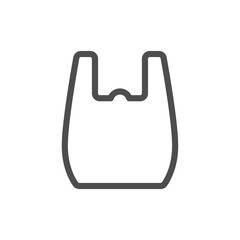 plastic bag outline black vector icon. isolated on white background. plastic pollution problem