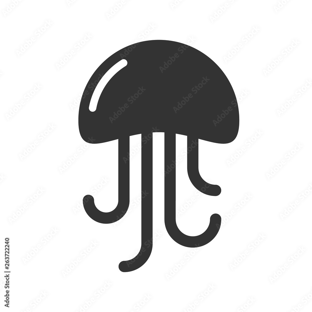 Poster jellyfish vector icon isolated on white background. summer beach recreation concept. medusa flat ico