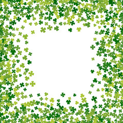 Frame or border of random scatter clover leaves
