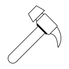 Work hammer wooden grip tool in black and white