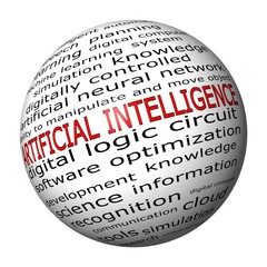 Artificial Intelligence Wordcloud - 3D illustration