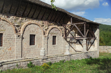 Fototapeta na wymiar Exonarthex of St. Mary's Church. It was built between 1694-1699, and decorated in 1712. Cultural Monument of Albania, Korce County, Moscopole (Voskopoje)