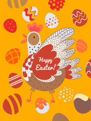 Easter happy cartoon chicken card