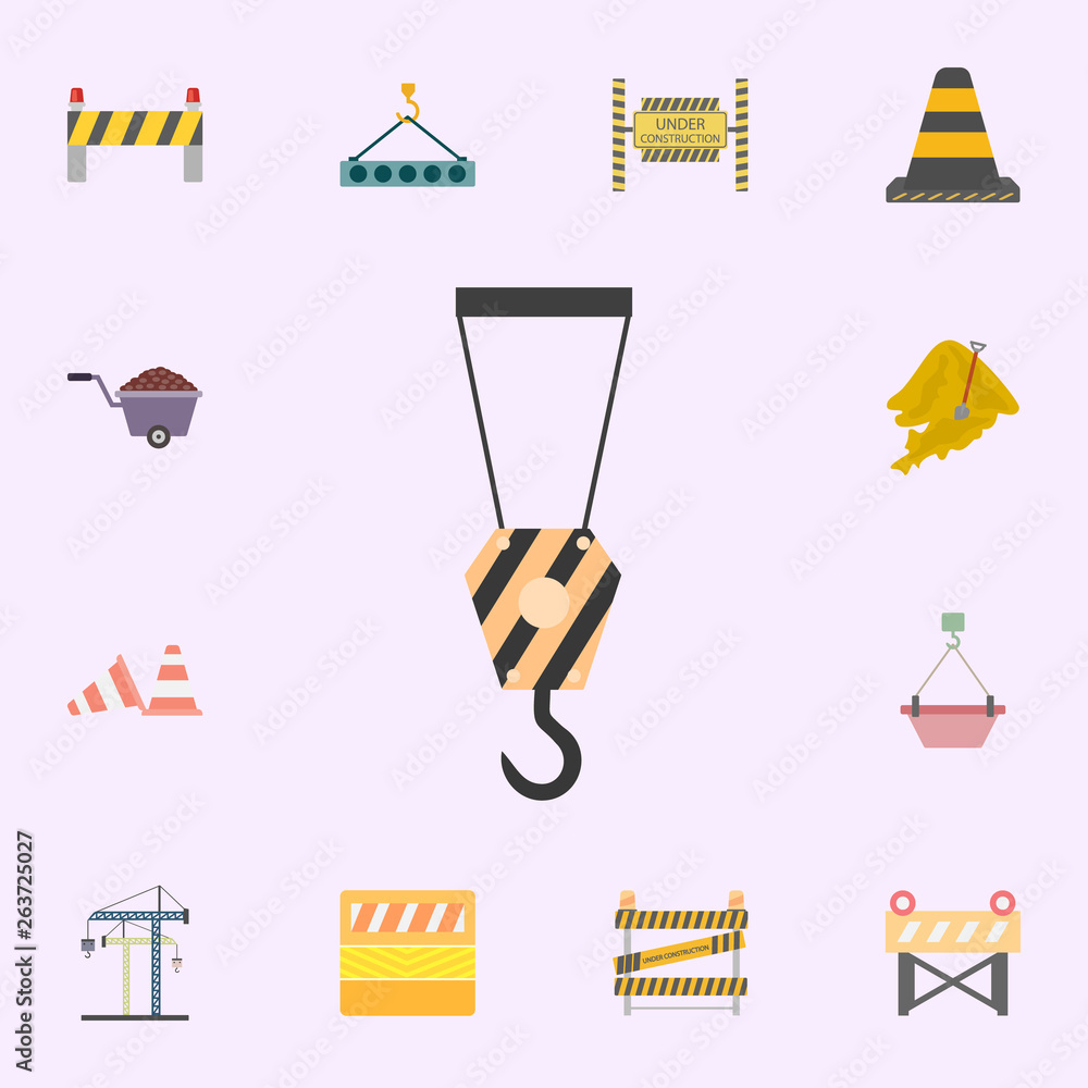 Poster crane hook colored icon. building materials icons universal set for web and mobile