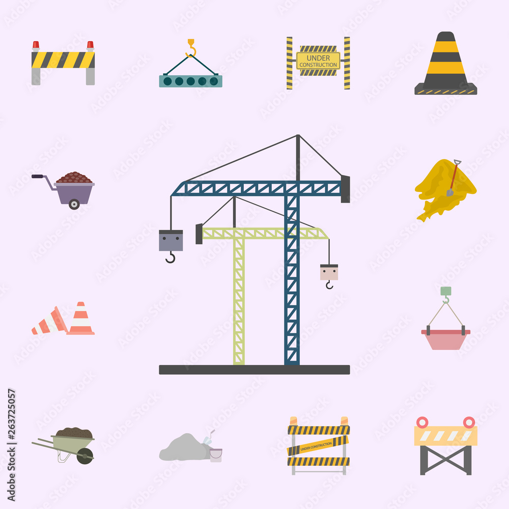 Poster crane for construction colored icon. building materials icons universal set for web and mobile