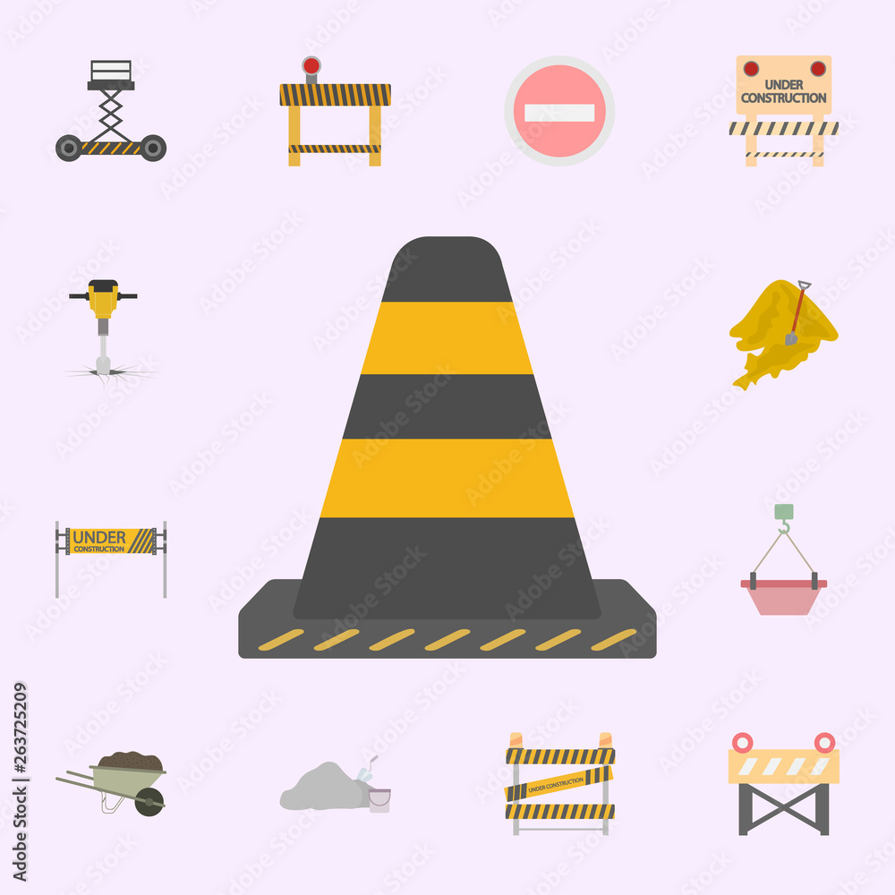 Poster road cone colored icon. building materials icons universal set for web and mobile