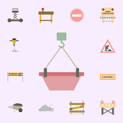 crane hook with concrete colored icon. Building materials icons universal set for web and mobile