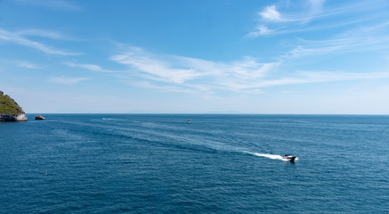 Motorboat in navigation