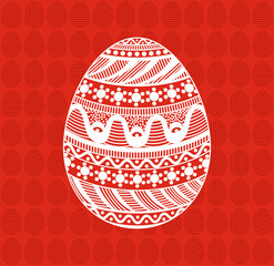 easter egg with ornaments on the textured background