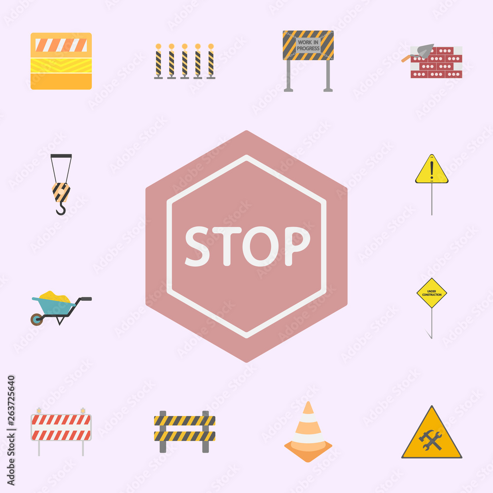 Poster stop sign colored icon. building materials icons universal set for web and mobile