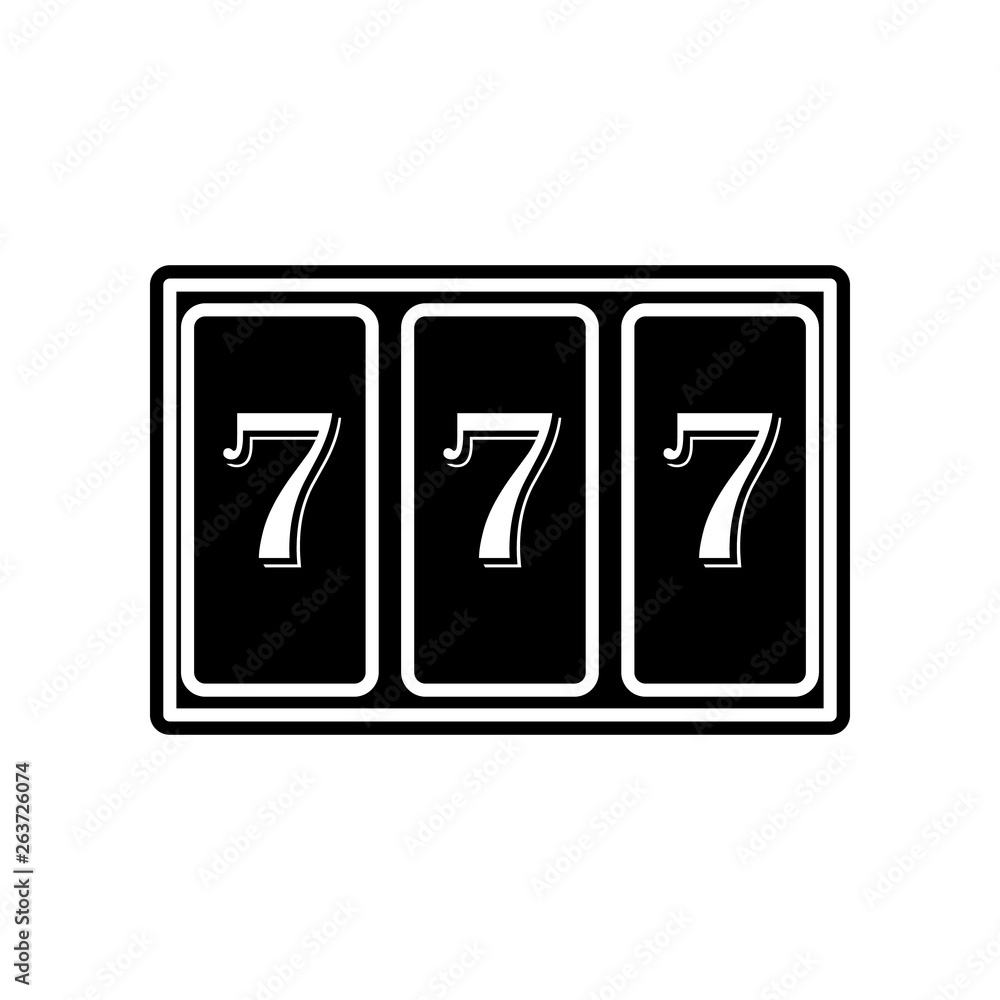 Poster machine with 777 icon. element of casino for mobile concept and web apps icon. glyph, flat icon for 