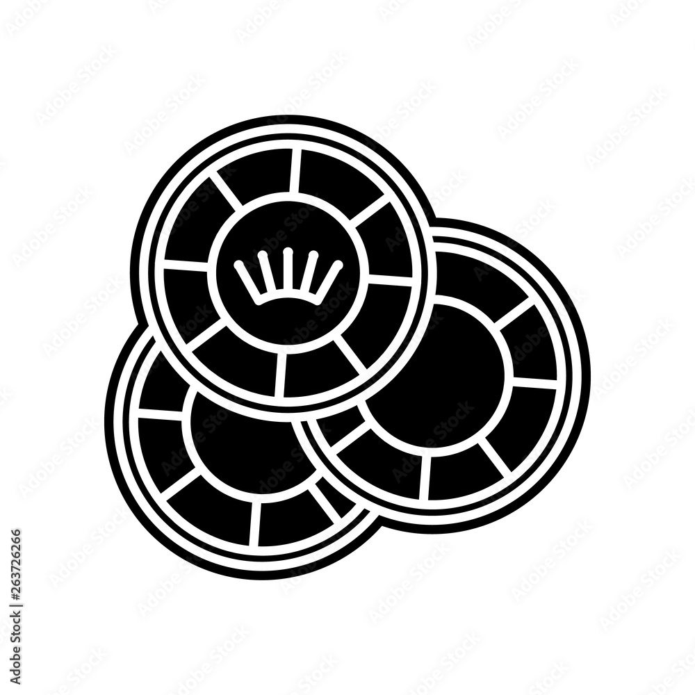 Aufkleber playing chips icon. element of casino for mobile concept and web apps icon. glyph, flat icon for web