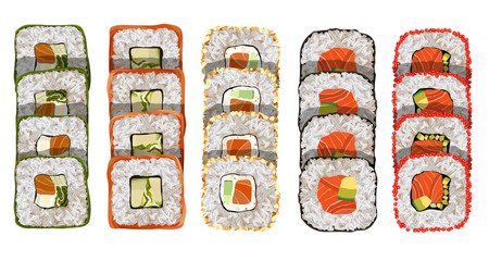 Maki roll with salmon and avocado Delicious japanese food with sushi roll. © Svitlana Belinska