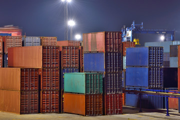 Fototapeta premium industrial port with containers