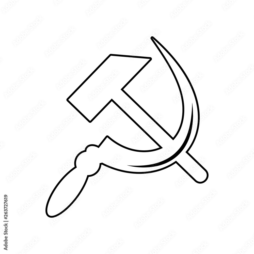 Poster hammer and sickle icon. element of communism capitalism for mobile concept and web apps icon. outlin