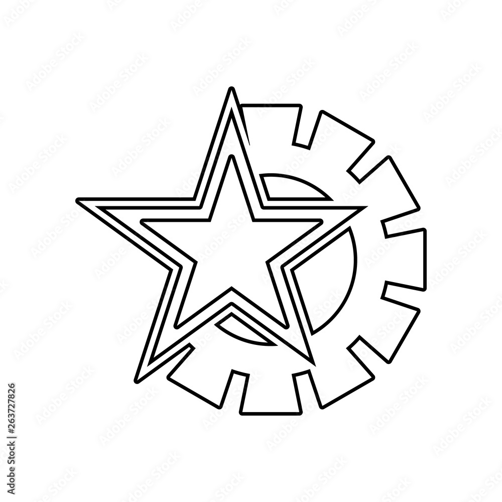 Poster communist star and mechanism icon. element of communism capitalism for mobile concept and web apps i
