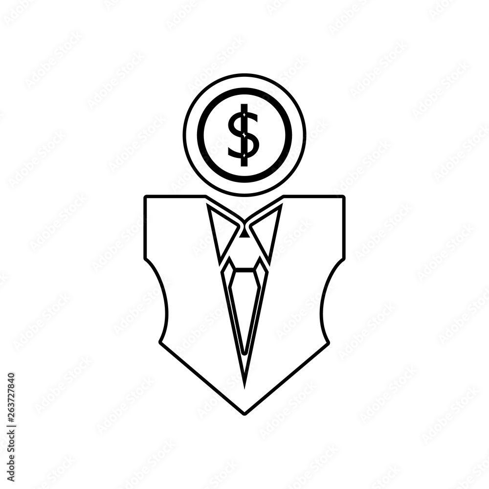 Poster man in a suit head of a coin icon. element of communism capitalism for mobile concept and web apps i