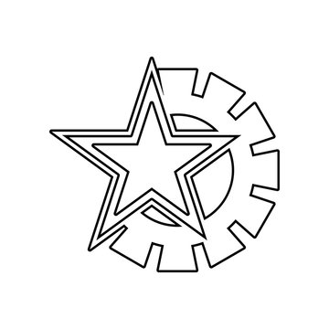 Communist star and mechanism icon. Element of Communism Capitalism for mobile concept and web apps icon. Outline, thin line icon for website design and development, app development