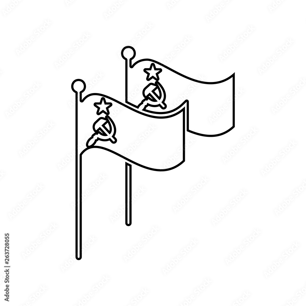 Poster soviet and working flag icon. element of communism capitalism for mobile concept and web apps icon. 