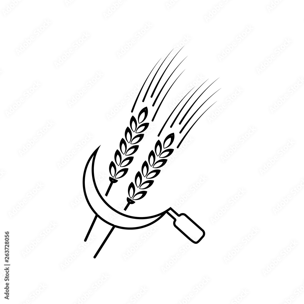 Aufkleber ear and sickle icon. element of communism capitalism for mobile concept and web apps icon. outline, 