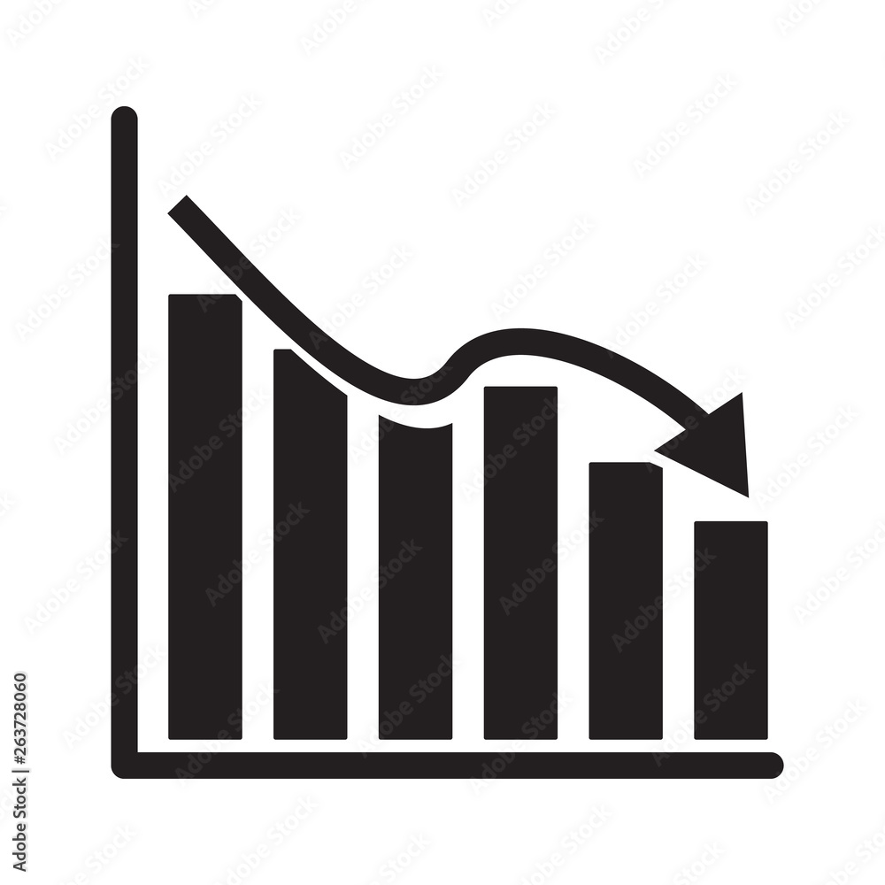 Poster graph chart icon on white background. flat style. declining graph icon for your web site design, log
