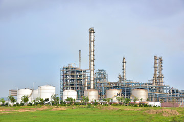 Refinery plant under the background of blue sky white clouds